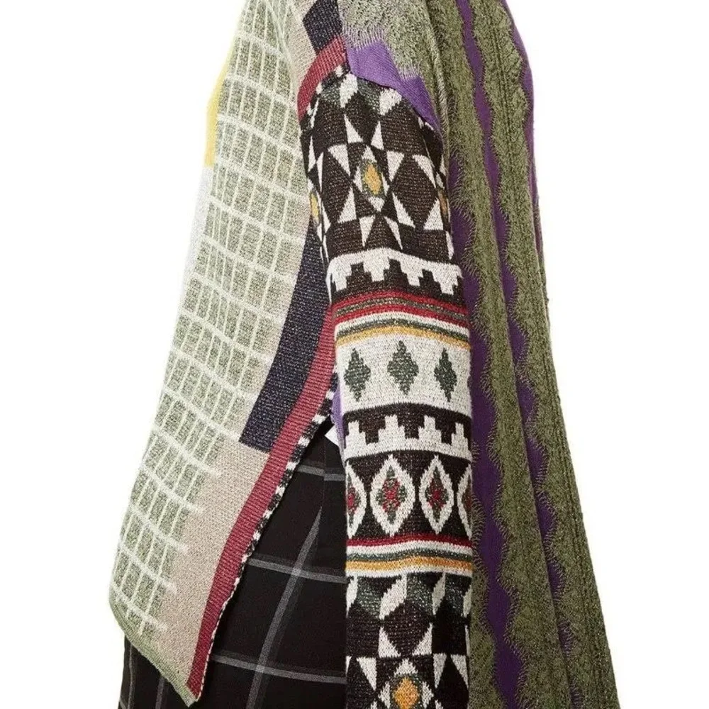 Desigual Silvershalis Patchwork Mixed Print Metallic Detail Nordic Sweater Small